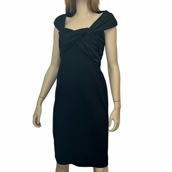 Tadashi Collection Dress Sheath Cocktail Twist Front Bodice Ruched Shoji - Picture 4 of 16